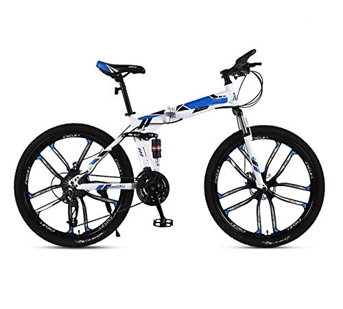 Folding Bike : Gyj&mmm Flying mountain bike bicycle, folding mountain bike bicycle, 26" 27-speed adult speed off-road racing shock absorber soft tail men and women bicycle, D