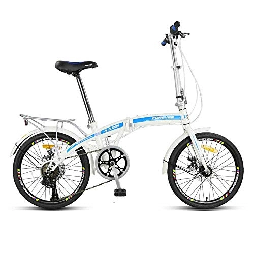 Folding Bike : Gyj&mmm Folding bicycle, 20-inch variable-speed folding bicycle, urban cycling male and female adult ultra-light portable student bicycle, Blue