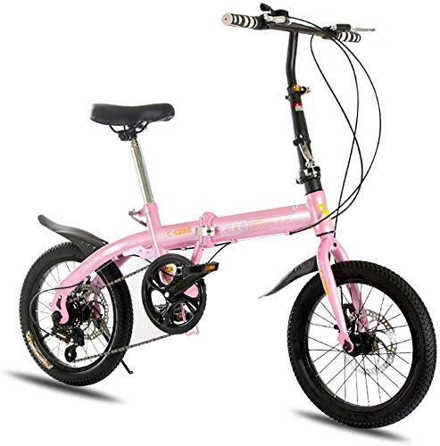 Folding Bike : Gyj&mmm Unisex folding bike, ultra light folding bike, urban folding pedal bike, aluminum alloy, adjustable handlebar and seat, disc brake 125 * 97cm, Pink