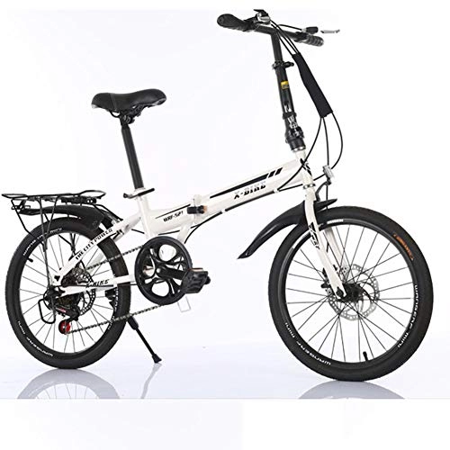 Folding Bike : GYL Eco-Friendly And Comfortable Folding Speed Bike for Students 20 Inch Light Off-Road Upgraded Folding Technology, White