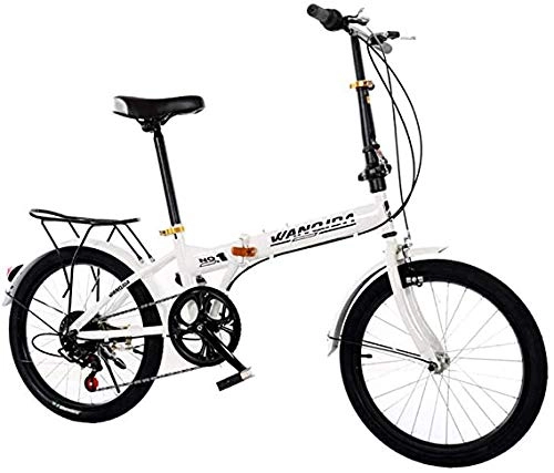 Folding Bike : GYLEJWH 20 Inch Adult Bicycle Adult Folding Speed Bicycle Student Mountain Bike Park Travel Bicycle Outdoor Leisure Bicycle, White