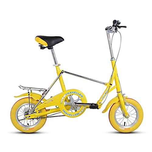 Folding Bike : GYNFJK 12 inch student Folding Bike adult men and women to work bicycle small Lightweight Road Bikes Portable Easy to Store, Yellow