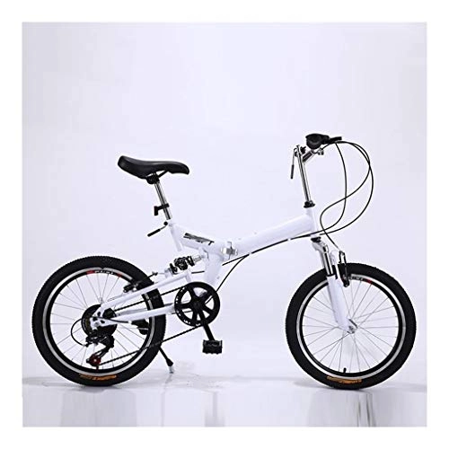 Folding Bike : GZA High Carbon Steel Frame Double Shock Absorption Folding Mountain Speed Adult 20 Inch Mountain Bike Adjustable Shock Absorption Chain Drive Bicycle For Mountain Cross-country, City Work, Unisex