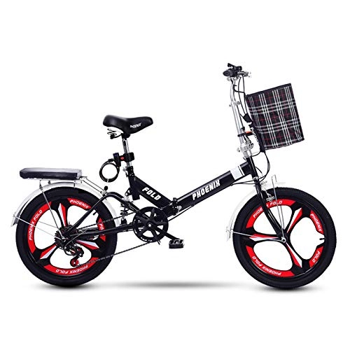 Folding Bike : GZMUK 20 Inch Folding Bike for Adult And Women Teens, Mini Lightweight Bicycle for Student Office Worker Urban Commuter Bike, Black