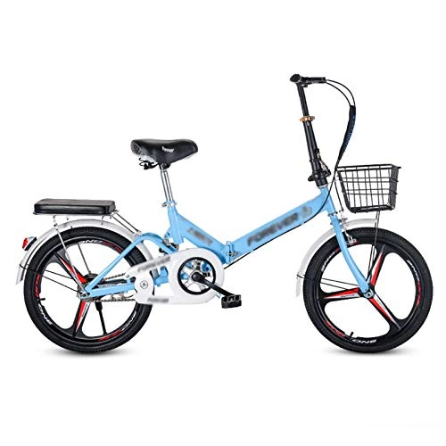 Folding Bike : GZMUK 20In Folding Bicycle 7 Speed City Compact Bike Carbon Steel Frame Mini Mountain Bike for Adult Men And Women Teens, Blue