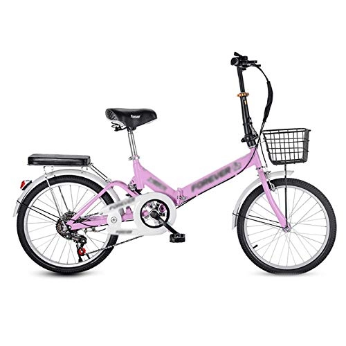 Folding Bike : GZMUK 7 Speed Folding Bike for Adult Men And Women Teens, 20 Inch Mini Lightweight Foldable Bicycle for Student Office Worker Urban Environment, Pink