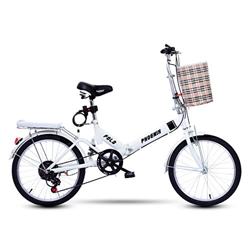 Folding Bike : GZMUK Folding Bike Mini Lightweight ​​City Foldable Bicycle, 20 Inch Compact Suspension Bike for Adult Men And Women Teens Student Office Worker Urban Environment, White