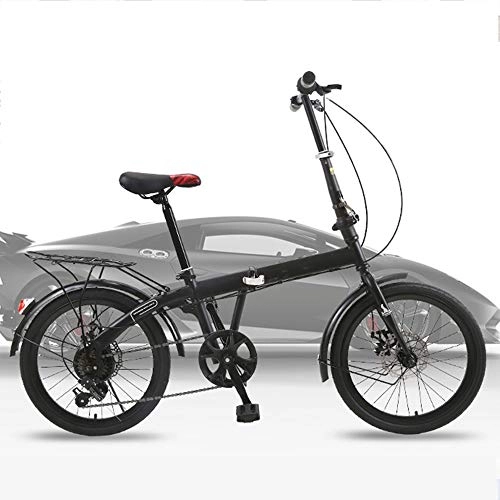 Folding Bike : HAIZHEN stroller Folding Bike 20"Black Bicycle Reinforced Frame Commuter Bike with 6 Speeds Derailleur, Durable Frame, Adjustable Seat for newborn