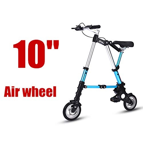 Folding Bike : hanyaqi 10 Inch Ultra-light Mini Folding Bicycle, Aluminum Alloy Material, Scientific and Reasonable Design, Suitable for Commuting on a Flat Road