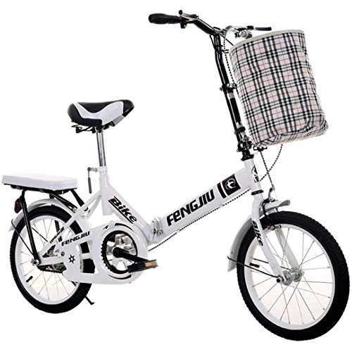 Folding Bike : HAO YU Foldable Bike with Baskets 16 Inch Unisex, Foldable Bike Beach