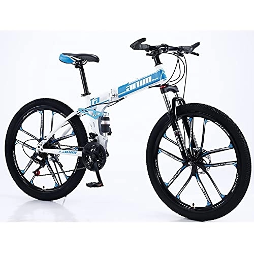 Folding Bike : HAOANGZHE Mountain bike 26 inches, 21-30 speed, double shock absorber integrated wheel folding mountain bike bicycle