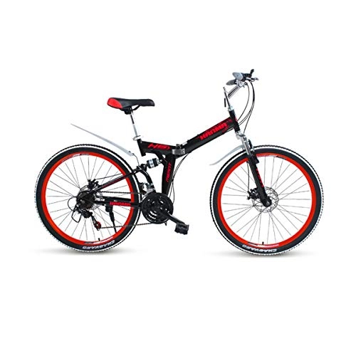 Folding Bike : Haoyushangmao 24 / 27 Speed Disc Brakes Super Road BikeDual Disc Brake Bicycle, Suitable For Students, Adult Bicycles The latest style, simple design (Color : Black red, Edition : 24 speed)