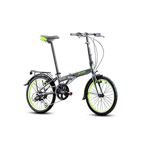 Folding Bike : Haoyushangmao Folding Bicycle, 20-inch 6-speed, Men's And Women's Quick-loading Light Portable Bicycle, Aluminum Alloy The latest style, simple design (Color : Gray, Edition : 6 speed)