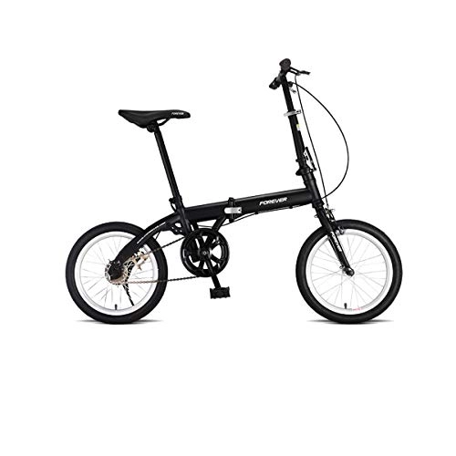 Folding Bike : Haoyushangmao Folding Bicycle, Adult Men And Women Ultra Light Portable Road Bike, 16 Inch Small Student Bicycle The latest style, simple design (Color : Black, Size : 16 inches)