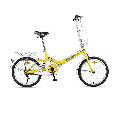 Folding Bike : Haoyushangmao Folding Bicycle, Rim Diameter 20 Inches, Men's And Women's Quick-loading Light Portable Bicycle, Aluminum Alloy The latest style, simple design (Color : Yellow, Size : 20 inches)