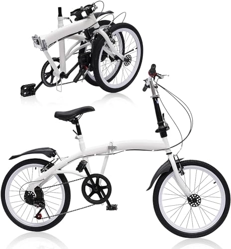 Folding Bike : HarBin-Star 20 Inch Adult Folding Bike, 6 Speed Bike, Lightweight Alloy Foldable Bike Carbon Steel City Bike Height Adjustable and Double V Brake Bicycle Suitable for Roadways, Mountains, Racing