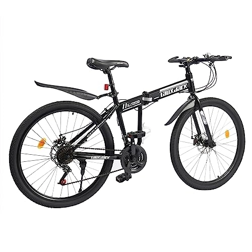 Folding Bike : HaroldDol 26" Mountain Bike, 21 Speed Folding MTB, Mountain Bicycle Foldable &Disc Brake