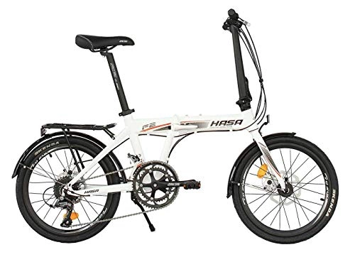 Folding Bike : HASA Folding Foldable Bike Shimano 16 Speed White