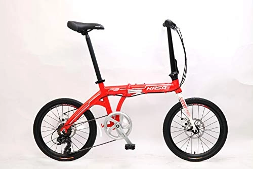 Folding Bike : HASA Folding Foldable Bike Shimano 7 Speed Red
