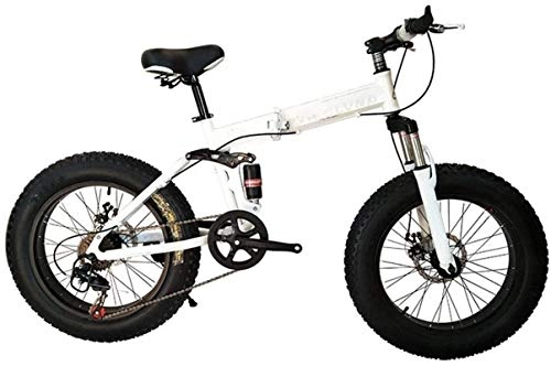 Folding Bike : HCMNME durable bicycle, Folding Bicycle Mountain Bike 26 Inch with Super Lightweight Steel Frame, Dual Suspension Folding Bike and 27 Speed Gear, White, 7Speed Outdoor sports Mountain Bike Alloy fr