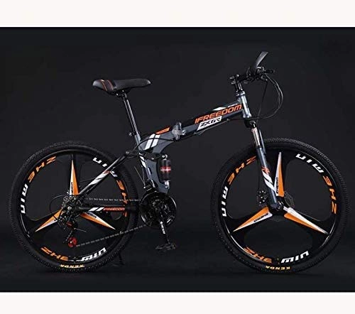 Folding Bike : HCMNME durable bicycle Folding Bike Bicycle Lightweight Mountain Bike Adult Teens Men And Women, High Carbon Steel Full Suspension Frame, Dual Disc Brakes, A, 24 inch 24 speed Alloy frame with Dis