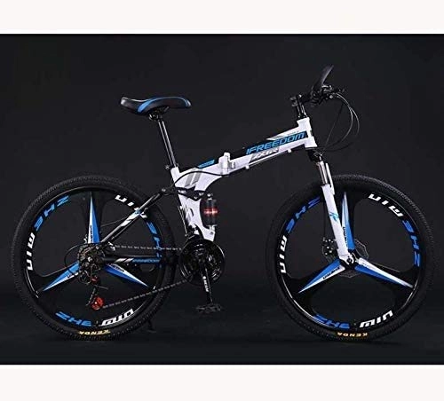 Folding Bike : HCMNME durable bicycle Folding Bike Bicycle Lightweight Mountain Bike Adult Teens Men And Women, High Carbon Steel Full Suspension Frame, Dual Disc Brakes, C, 26 inch 24 speed Alloy frame with Dis