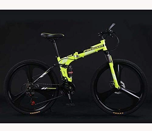 Folding Bike : HCMNME durable bicycle Folding Bike Bicycle Lightweight Mountain Bike Adult Teens Men And Women, High Carbon Steel Full Suspension Frame, Dual Disc Brakes, D, 24 inch 24 speed Alloy frame with Dis