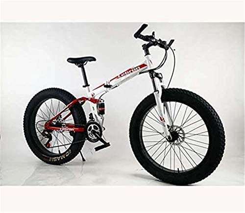 Folding Bike : HCMNME durable bicycle Folding Fat Tire Mountain Bike Bicycle for Adults Men Women, Lightweight High Carbon Steel Frame And Double Disc Brake Alloy frame with Disc Brakes