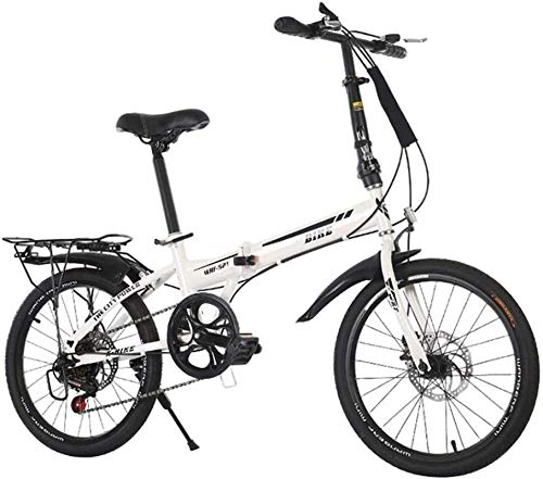 Folding Bike : HCMNME durable bicycle, Outdoor sports City Bike Unisex Adults Folding Mini Bicycles Lightweight for Men Women Teens Classic Commuter with Adjustable Handlebar Seat, 6 Speed 20 Inch Wheels Outdo