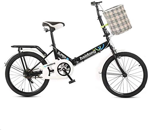 Folding Bike : HCMNME Mountain Bikes, 20-inch folding bicycle student folding non-speed bicycle shock-absorbing bicycle Alloy frame with Disc Brakes (Color : Black, Size : With box)