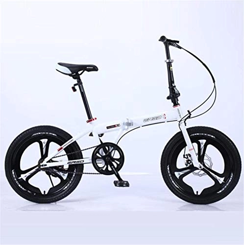 Folding Bike : HCMNME Mountain Bikes, Folding Bicycle 20-inch Lightweight Adult Bicycle Super Light Portable Student Bicycle-White Alloy frame with Disc Brakes