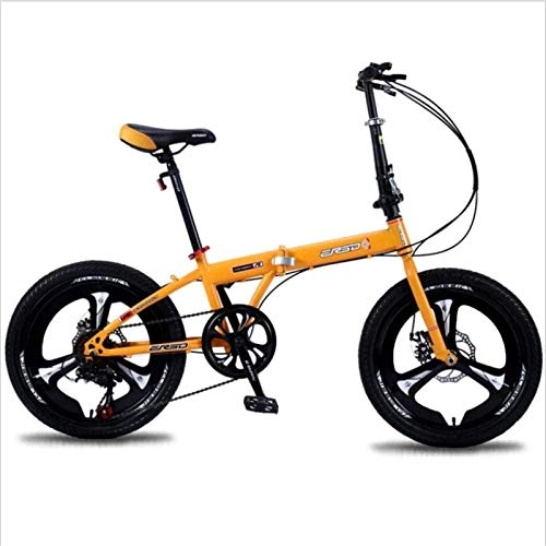 Folding Bike : HCMNME Mountain Bikes, Folding bicycle 20-inch lightweight adult bicycle ultra-light portable student bicycle-orange Alloy frame with Disc Brakes
