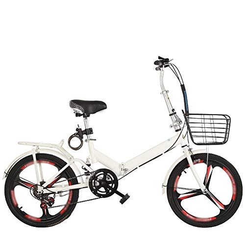 Folding Bike : HELIn Bicycle - Lightweight Alloy Folding City Bicycle Bike High Carbon Steel Frame Commuter Ladies Bike Mini Folding Bike Small Portable Bicycle (Color : White)