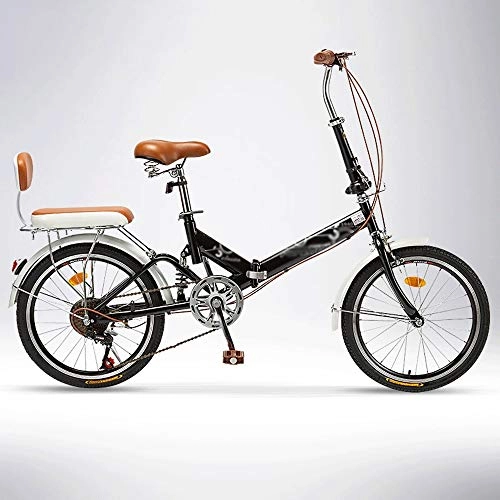Folding Bike : HELIn Folding Bikes - Student Comfort Speed Wheel Folding Bike Mini Portable Shockabsorption for Men Women Lightweight Folding Casual Bicycle (Color : Black)