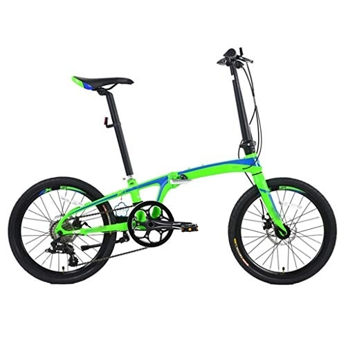 Folding Bike : HerfsT Folding Bike, 20inch 8 Speed Portable Bikes, Double Disc Brake Mountain Bicycle Urban Commuters for Adult Teens, green