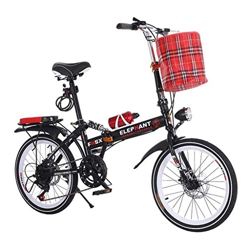 Folding Bike : HEWEI Foldable Bicycle Speed Auto 20 Inch Disc Brake Shock Absorber Men And Women Adult Bike Ultralight Portable Mountain Bike (Color: WHITE Size: 150 * 30 * 100CM)