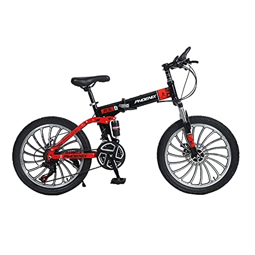 Folding Bike : HEZHANG 20 inch Folding Bike, 7-Speed Student Mountain Bike with Front and Rear Mechanical Brakes, for Boys and Girls, Black