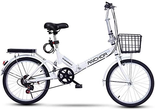 Folding Bike : HFFFHA 20 Inch Folding Bikes, Carbon Steel With Basket Wheels New Aluminium Folding MTB Bicycle Bike Mini Lightweight For Men Women Ladies Teens With Adjustable (Color : A)