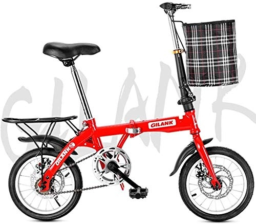 Folding Bike : HFFFHA Folding Bike, Foldable Bicycle Adjustable Height Portable With Le, Leisure Disc Brake Foldable Bike With Basket Rear Rack, Commuter Folding Bike For Men Women (Color : A)
