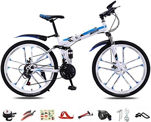 Folding Bike : HFFFHA Folding Bike For Ladies And Men - 26” Fold Up City Bike Lightweight Cycle MTB Full Suspension Bicycle With Double Disc Brake (Color : D)