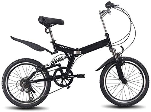 Folding Bike : HFFFHA Lightweight Alloy Folding City Bike Bicycle, 6 Variable Speed Ultra Light Outdoor Bicycle, Front And Rear Fenders, High Carbon Steel Mtb Bikes (Color : A)
