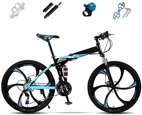 Folding Bike : HFFFHA Mountain Bike 24 Speed Steel Frame 21 Inches Wheels Dual Suspension Folding Bike (Color : C)