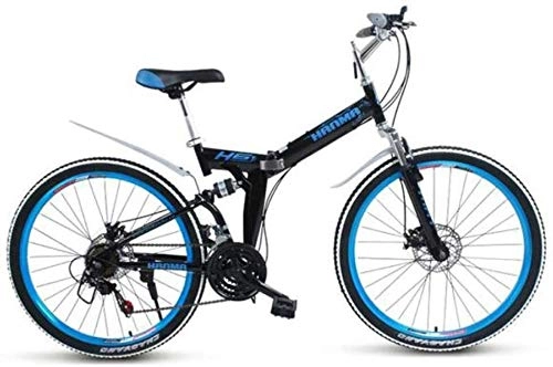 Folding Bike : HFFFHA Mountain Bike Folding Bikes For Adults Folding Bicycle Alloy Frame Single Speed Bicycle Double Disc Brake Double Shock Absorption 26 Inch Student Adult Men And Women (Color : A)