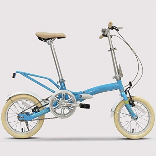 Folding Bike : HFJKD 14 inch Adults Foldable Bicycle, Mini Single Speed Folding Bikes, Lightweight Portable Super Urban Commuter Bicycle, for students Office worker