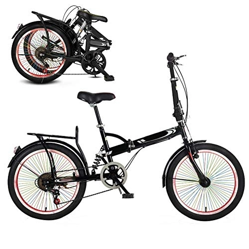 Folding Bike : HFJKD 20 Inches Adult Foldable City Commuter Bicycles, Lightweight MTB Bike, 6 Speed Folding Bicycle, Mens Womens Mountain Bike