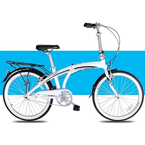 Folding Bike : HFJKD 24 inch Light Folding Bike, Aluminum Alloy Bicycle with Rear Carry Rack, Single Speed Folding City Bike Bicycle, For student office traveler
