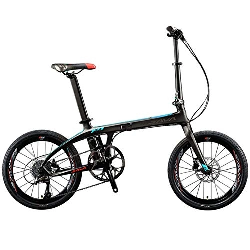 Folding Bike : HFJKD Folding Bicycle, 20 inch Carbon Fiber Folding Mountain Bike, 9-speed variable speed dual disc brake adult bicycle, Safe, easy to carry, C