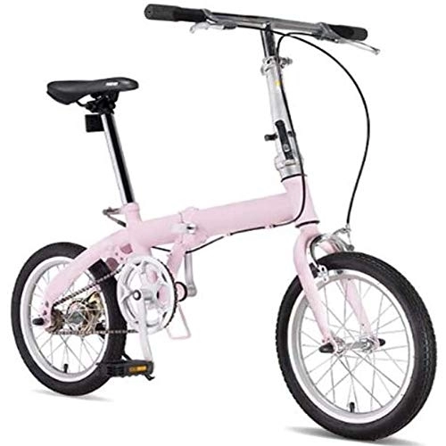 Folding Bike : HFJKD Lightweight City Bike, Adult Folding Bicycle, 15-inch Wheels Aluminium Frame With Adjustable Handlebar Seat, single-speed, v Type Brakes