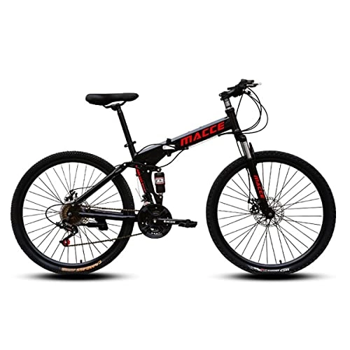 Folding Bike : HHKAZ Adult Folding Mountain Bike, 24 / 26 Inch Men'S And Women'S Outdoor Sports Bike 30 Speed, Full Suspension, Dual Disc Brakes