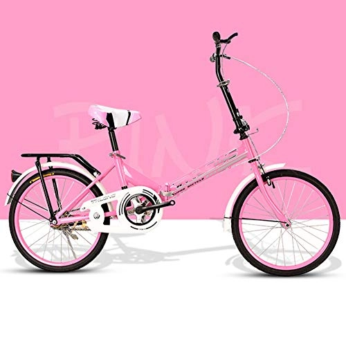 Folding Bike : HHORD Foldable Bicycle, Mini Folding Bike-Lightweight Aluminum Frame Genuine Folding Bike with Fenders, Featuring Front And Rear Fenders, Pink, 16inch